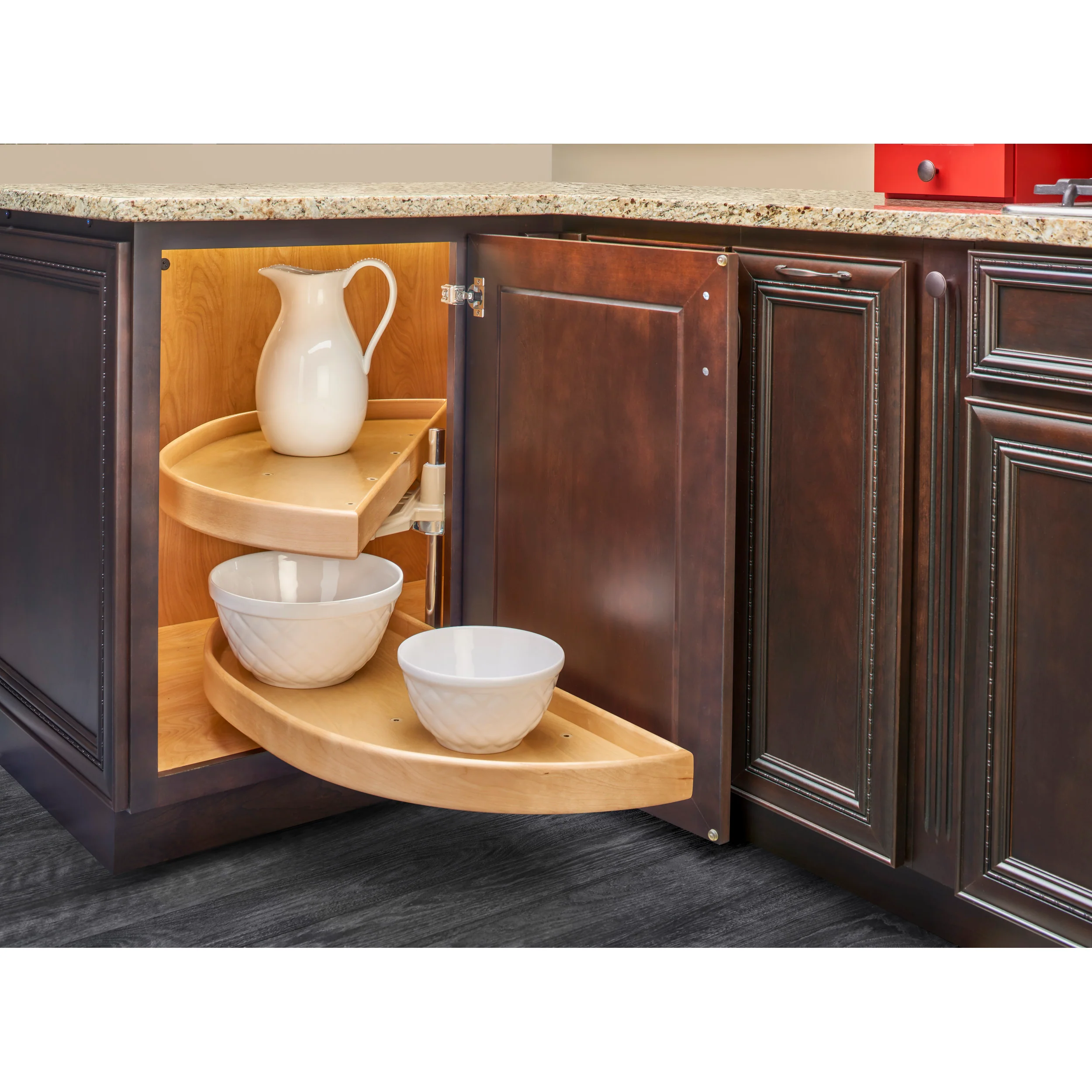 38 in Natural Wood Two-Tier Half-Moon Lazy Susans Natural 38 in (965 mm) W x 17.13 in (435 mm) D x 16 in (406 mm) H - Image 5