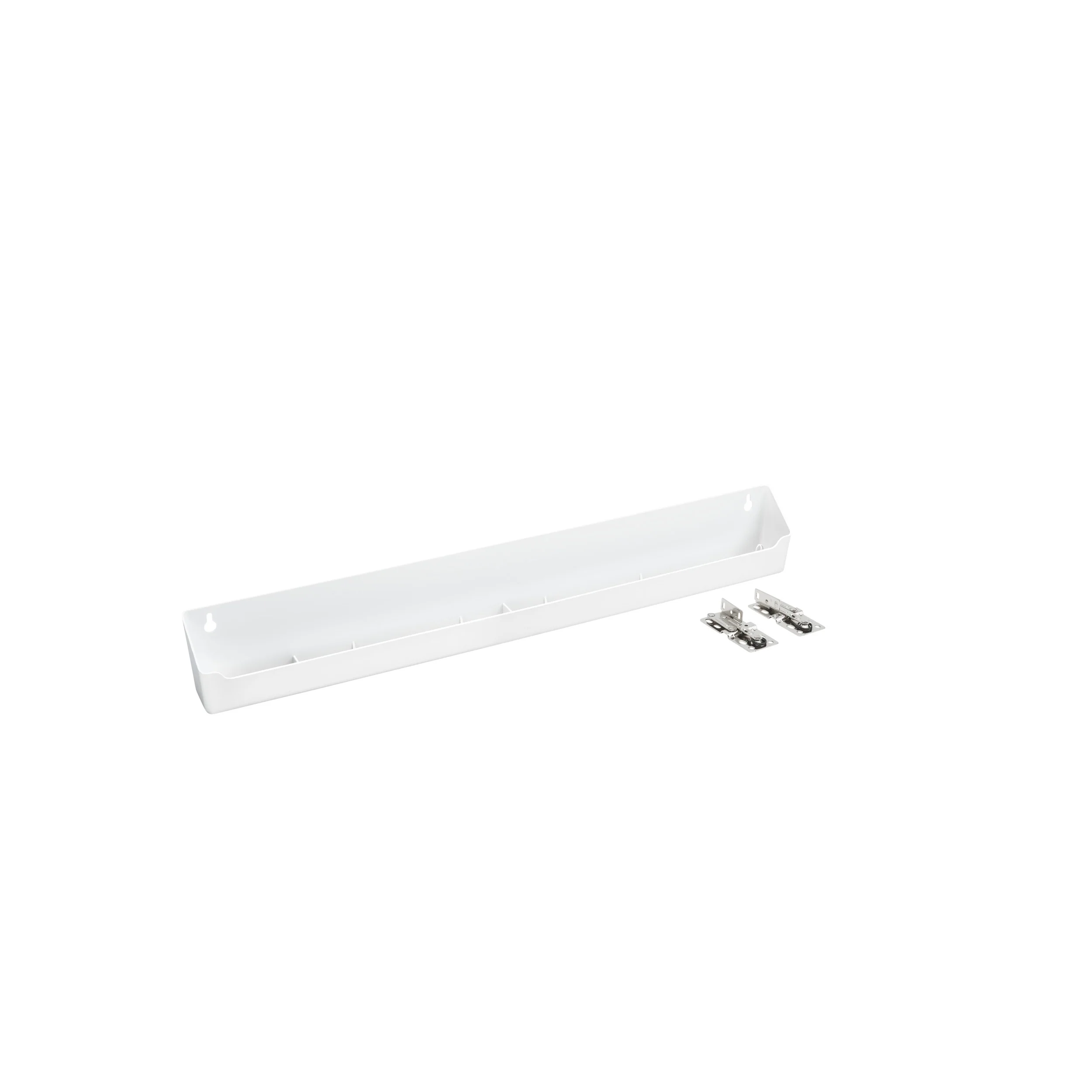 24 in White Polymer Lazy Daisy Tip-Out Tray White 24 in (610 mm) W x 2.13 in (54 mm) D x 3.81 in (97 mm) H