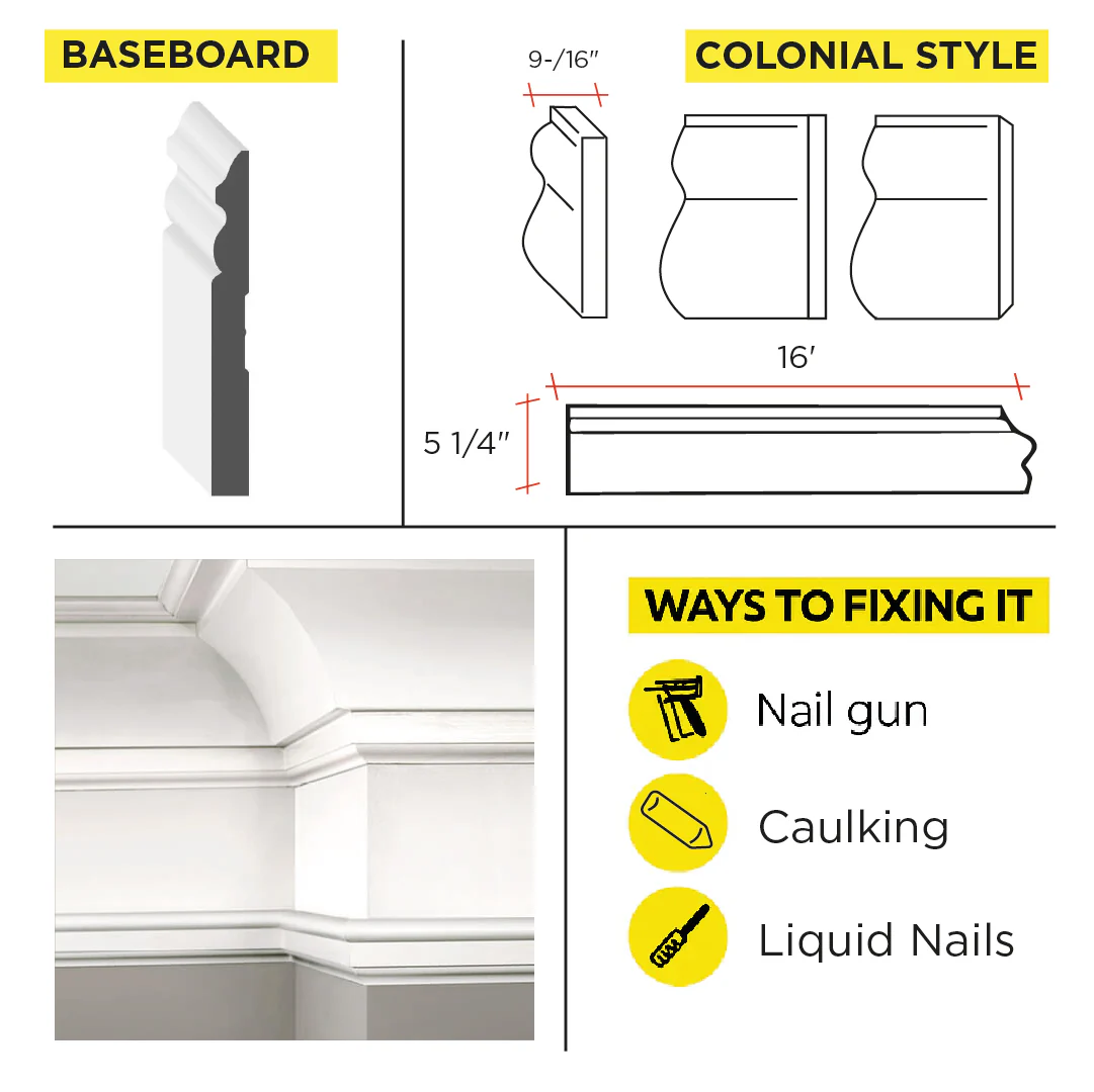 MOULDING M5180P - PRIMED BASEBOARD - Image 3