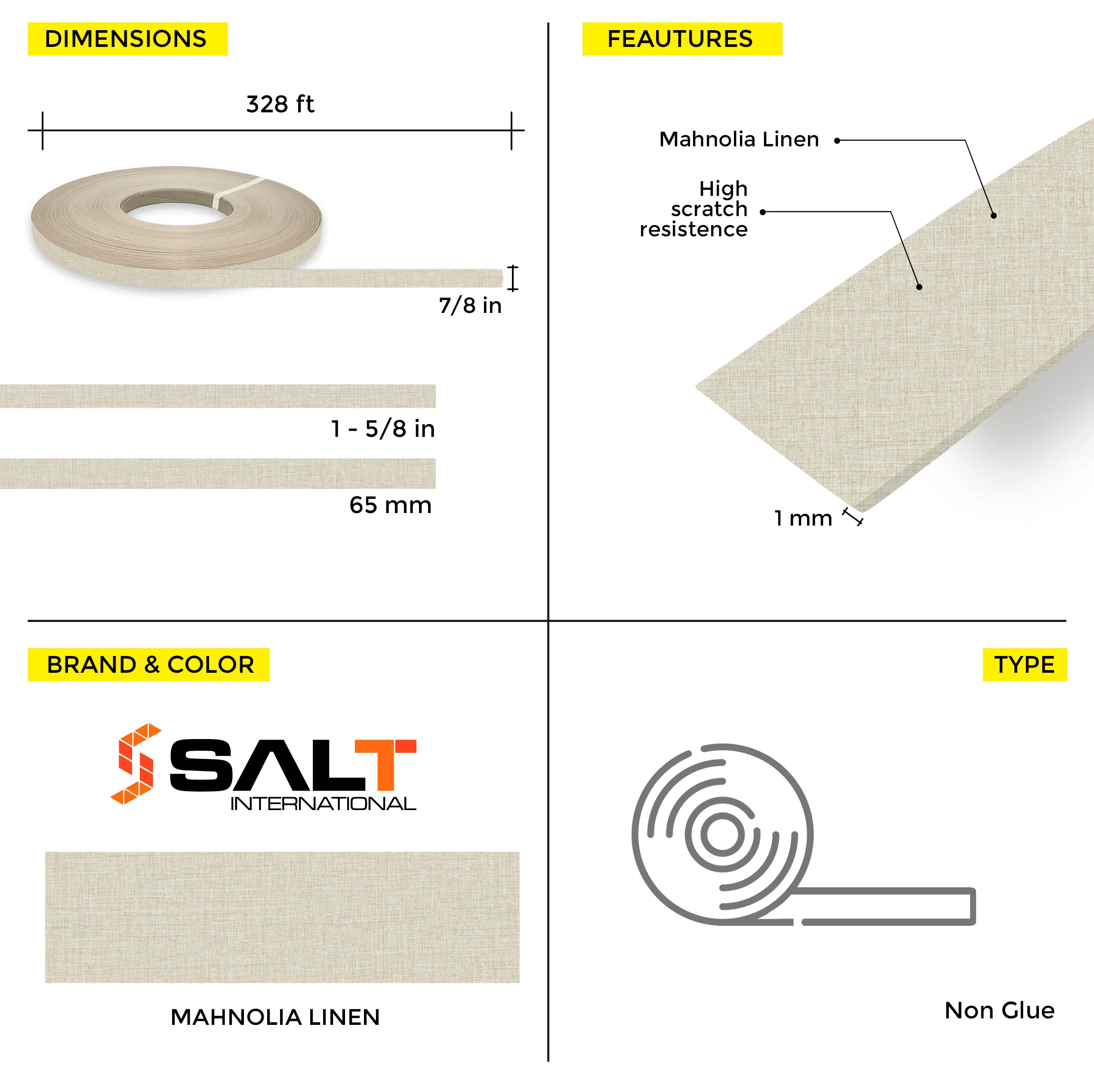 Mahnolia Linen PVC Edge Banding (328 ft x 1 mm) - Image 15