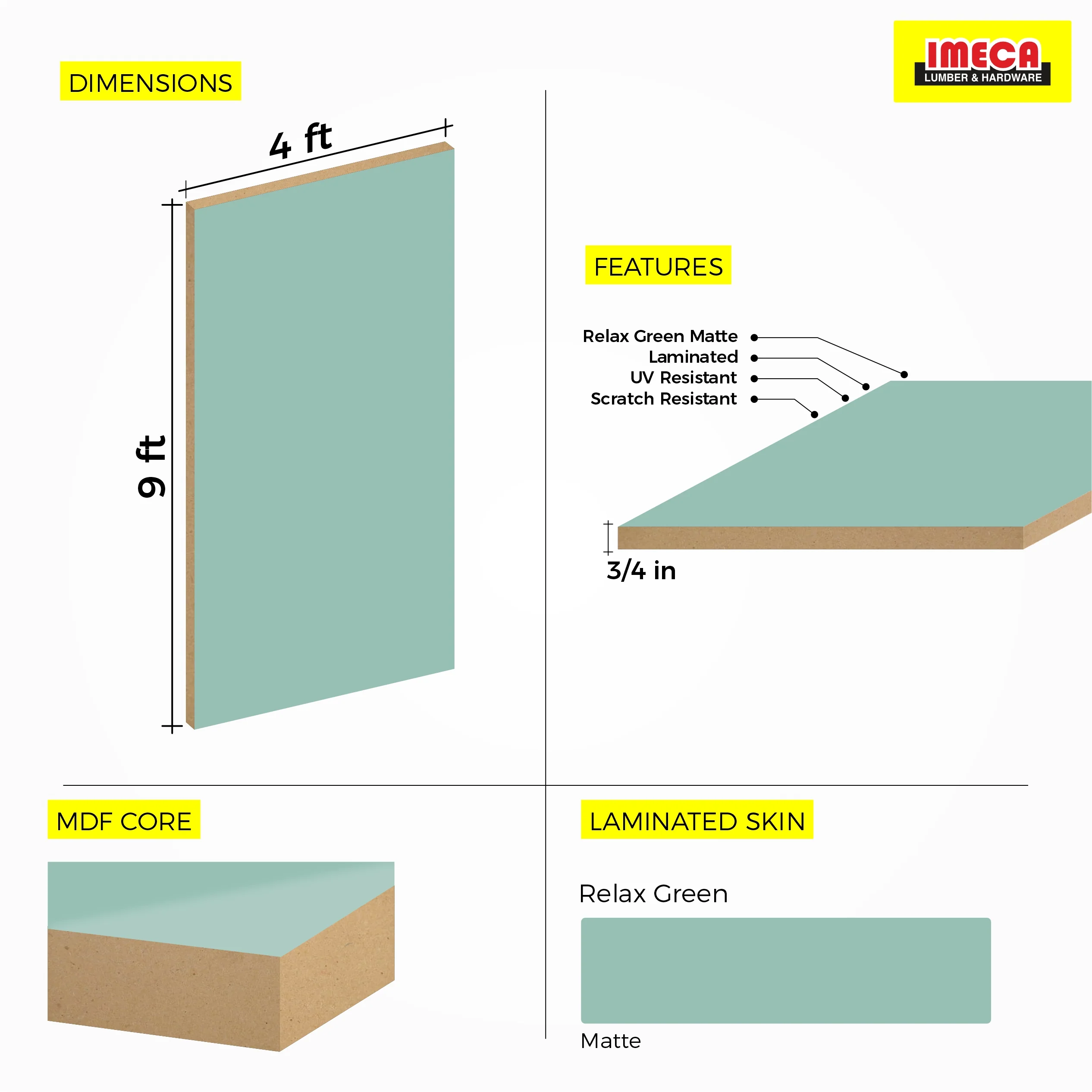 MDF SOFT TOUCH RELAX GREEN MATTE 3/4 4X9 AGT 735 - Image 5