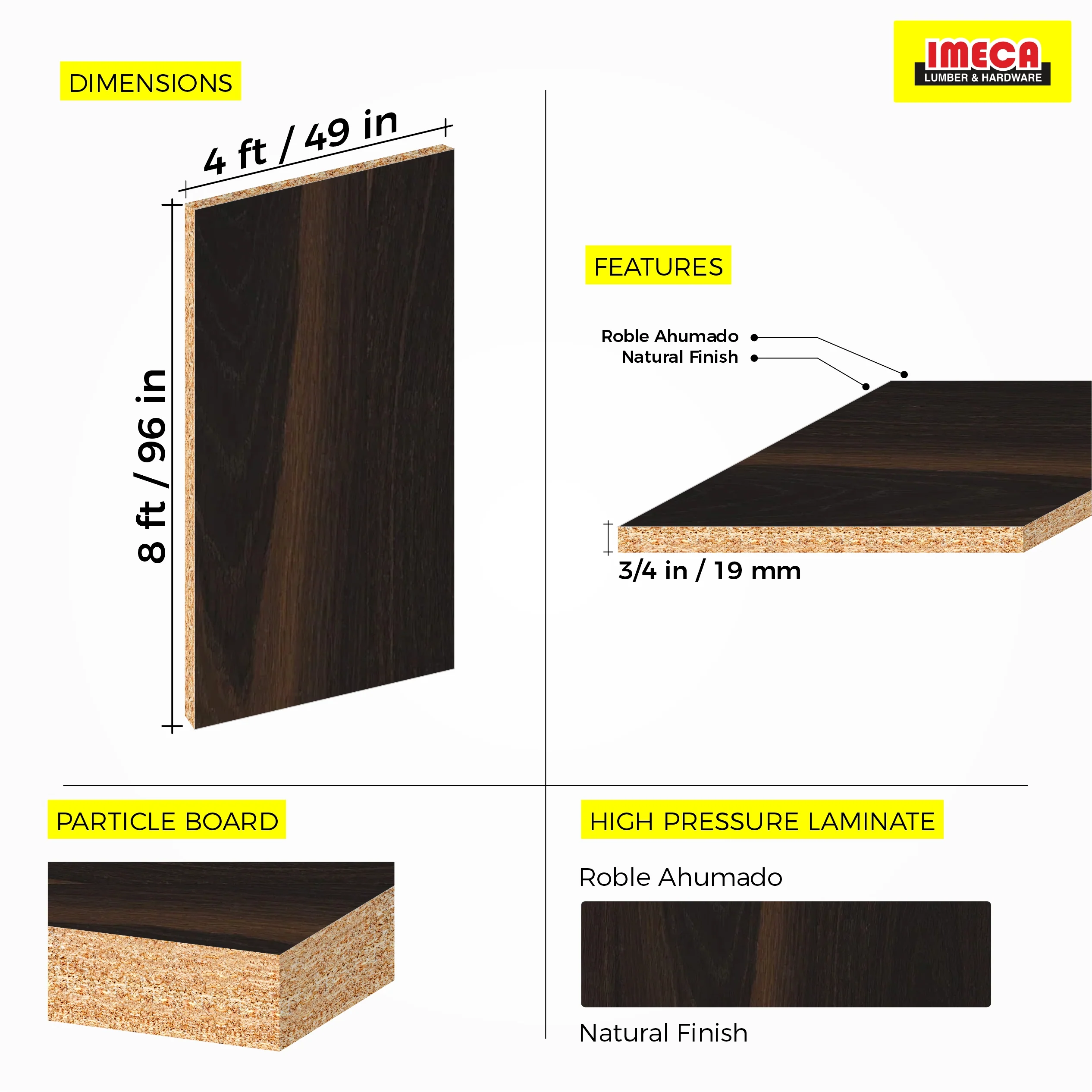 DISCONTINUED - MELAMINE NATU ROBLE AHUMADO 49X96 19MM - Image 3