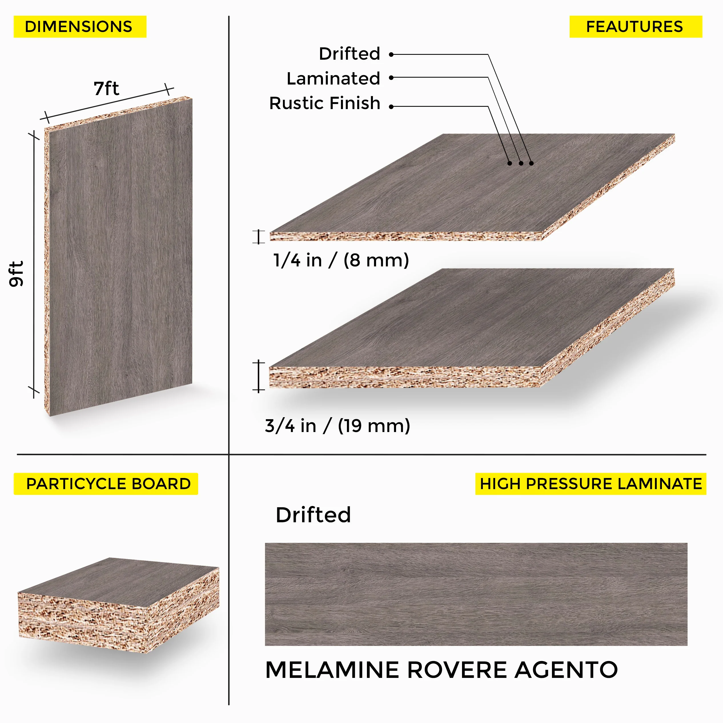 MELAMINE ROVERE AGENTO 7X9 19MM - Image 2