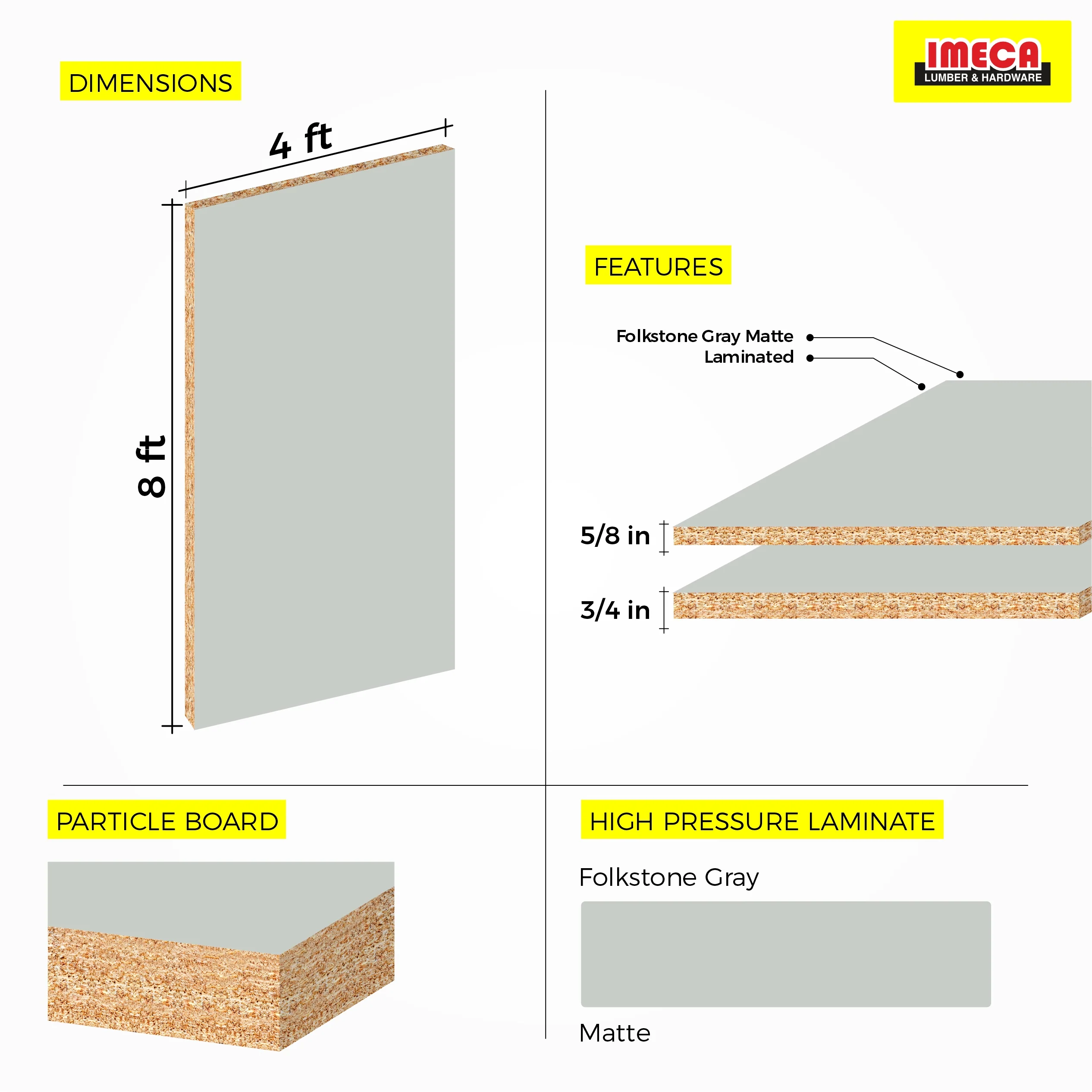 Melamine Folkstone Gray 4 ft x 8 ft - Image 4