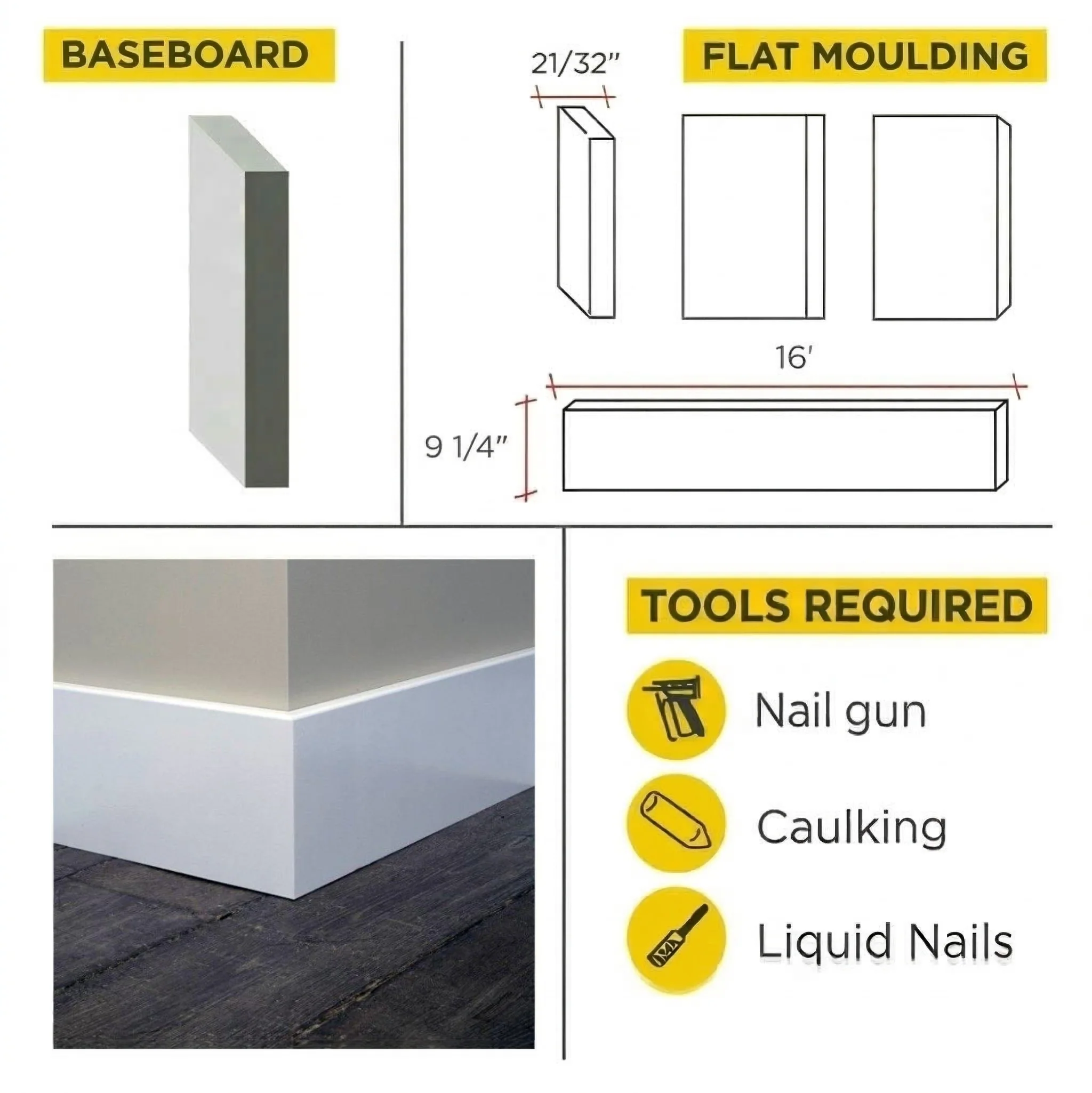 FLAT MOULDING - PRIMED BASEBOARD - Image 7