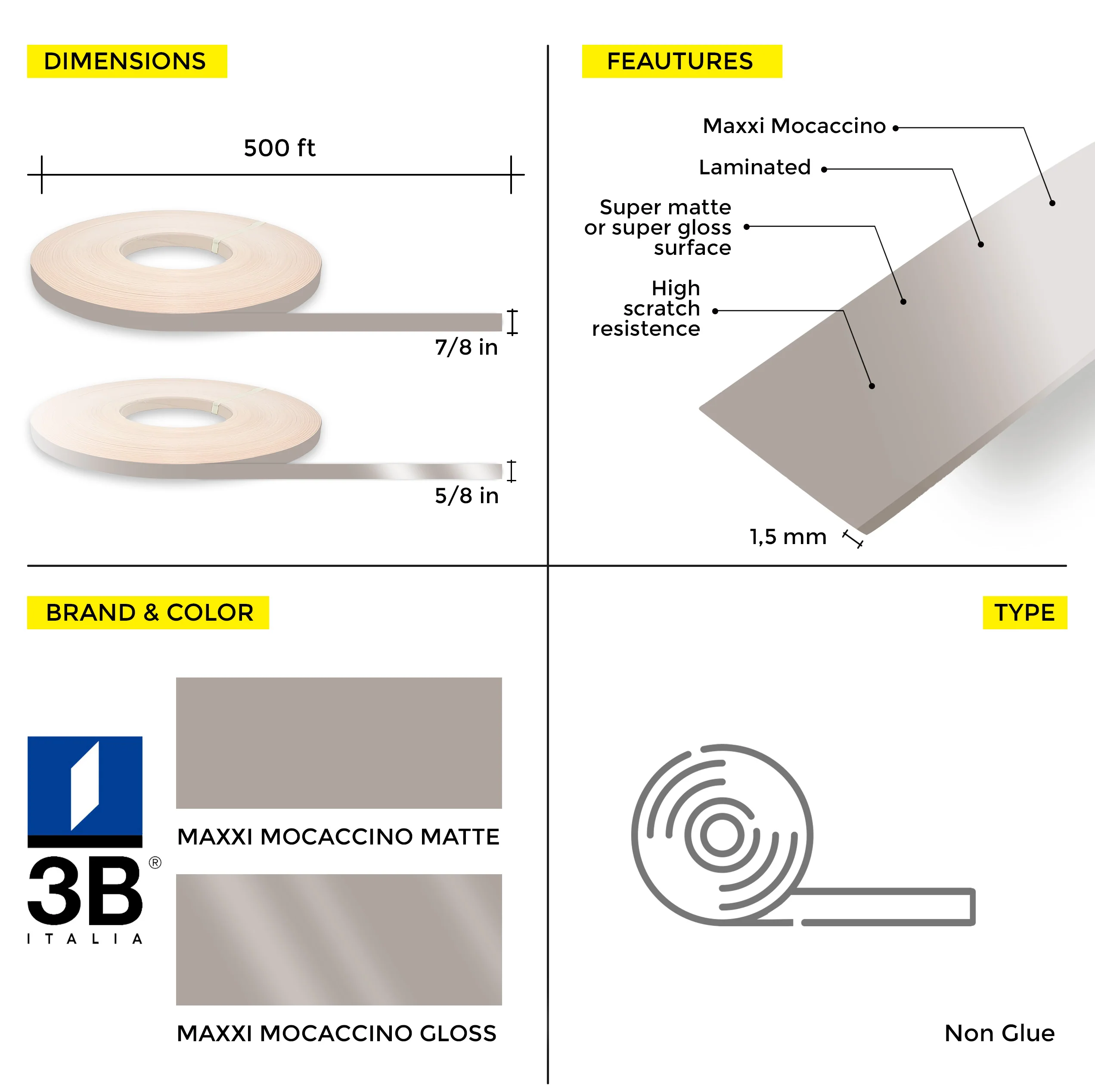 Maxxi® Mocaccino PVC Edge Banding (7/8 in x 500 ft x 1.5 mm) - Image 23