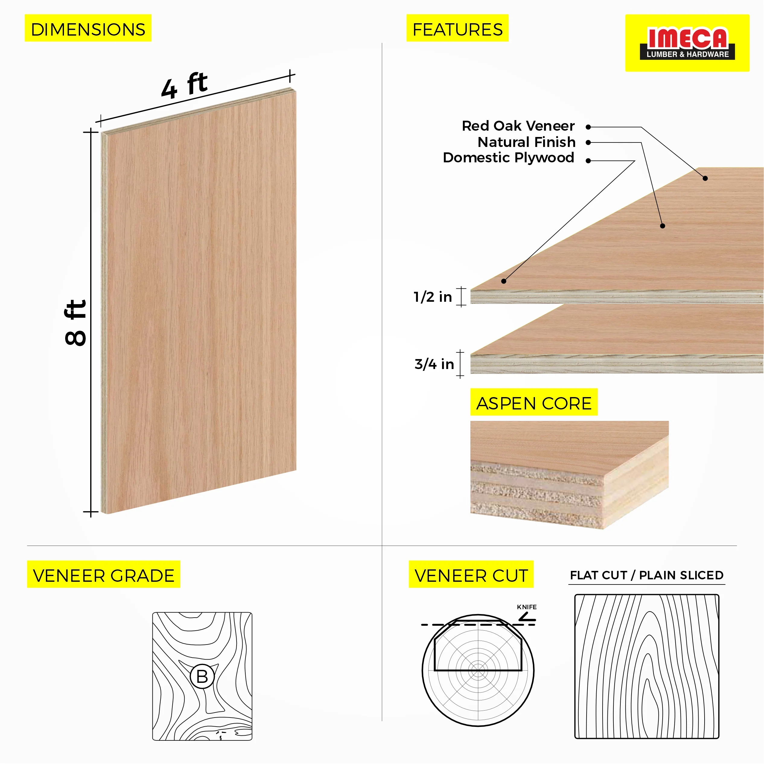 Red Oak Plywood, Plain Sliced Veneer 4 ft x 8 ft - Image 9