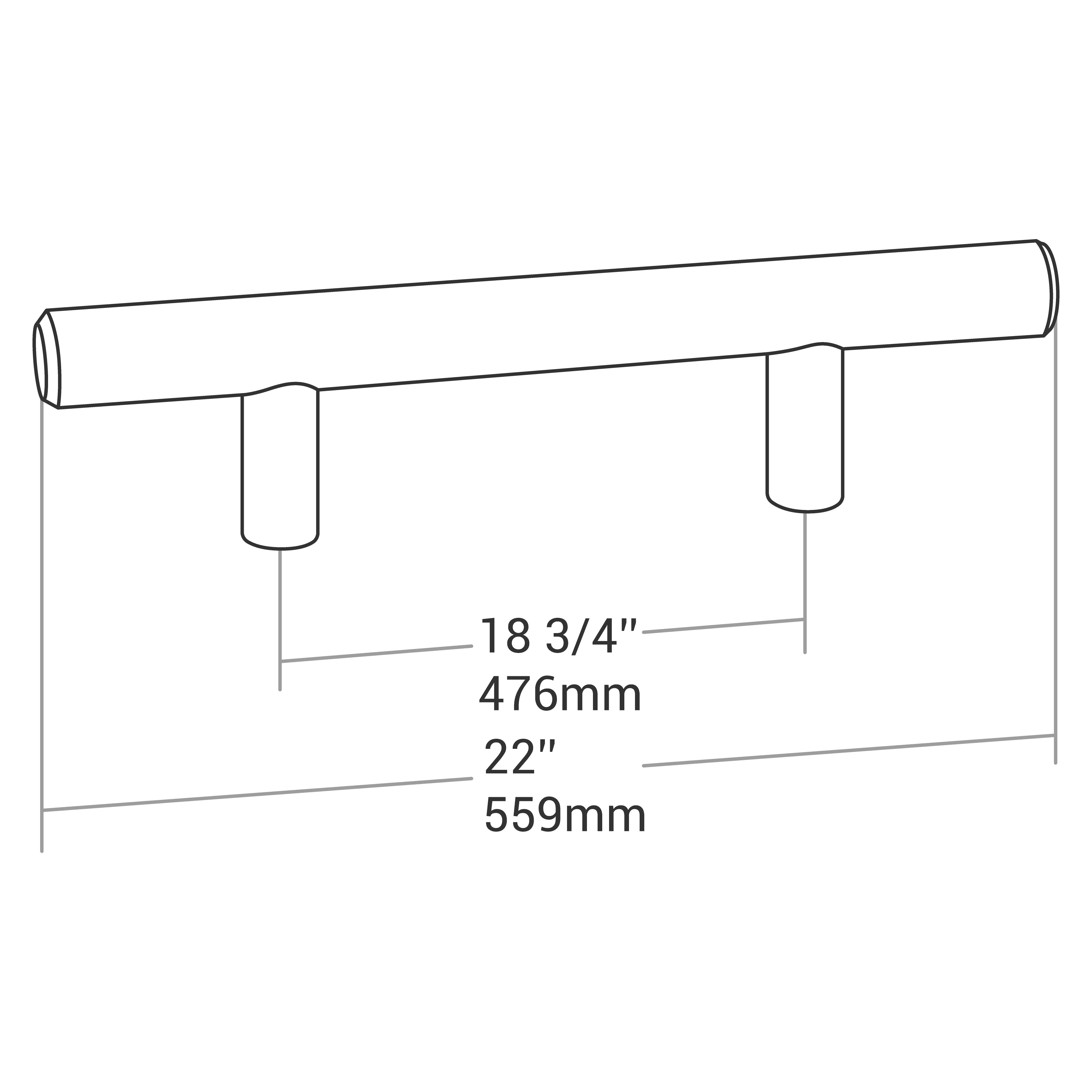 HANDLE 9520C/C18 3/4" O/A22" MATTE BLACK - Image 3