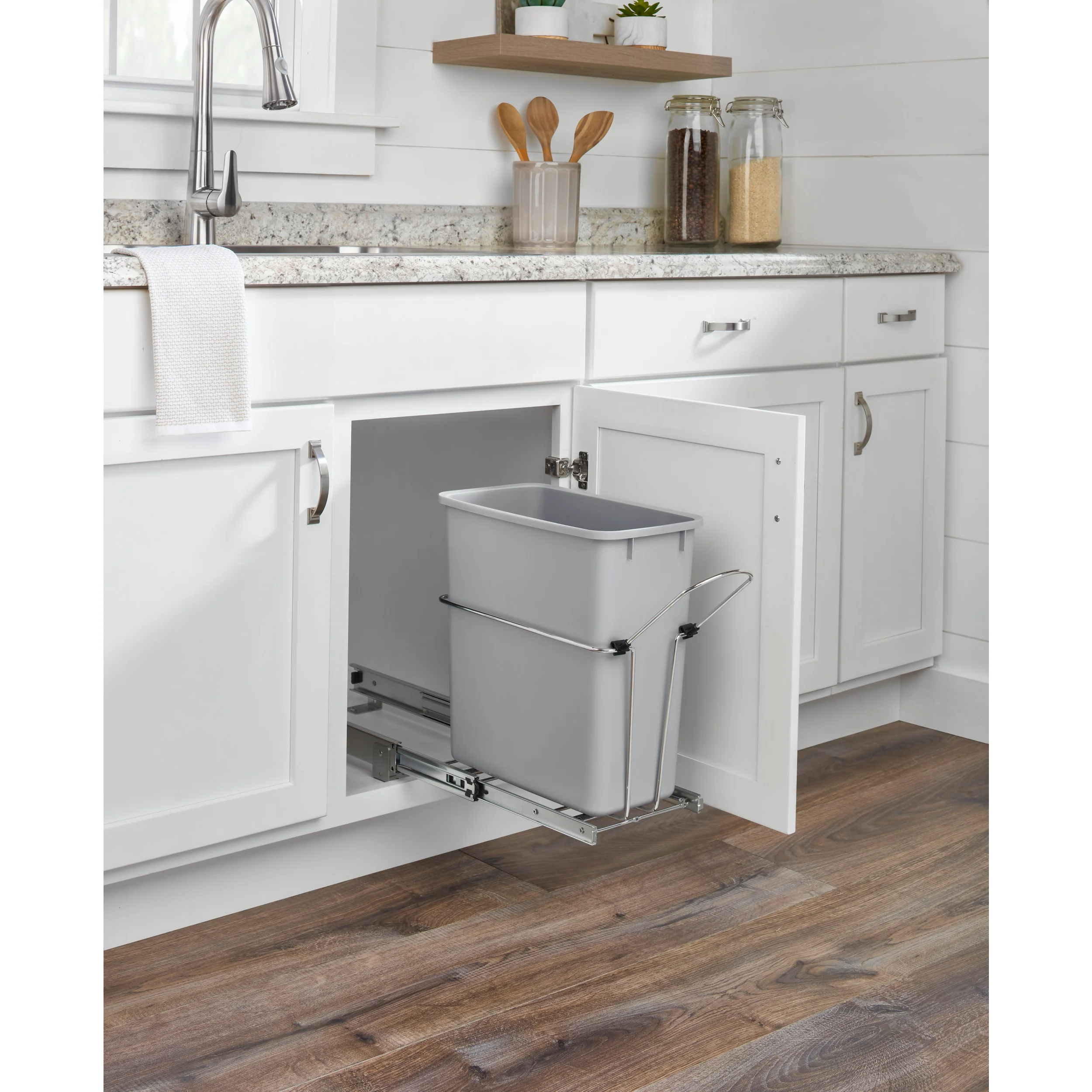20 Qrt Pull-Out Waste Container White 8.5 in (216 mm) W x 14.57 in (370 mm) D x 16.56 in (421 mm) H - Image 6