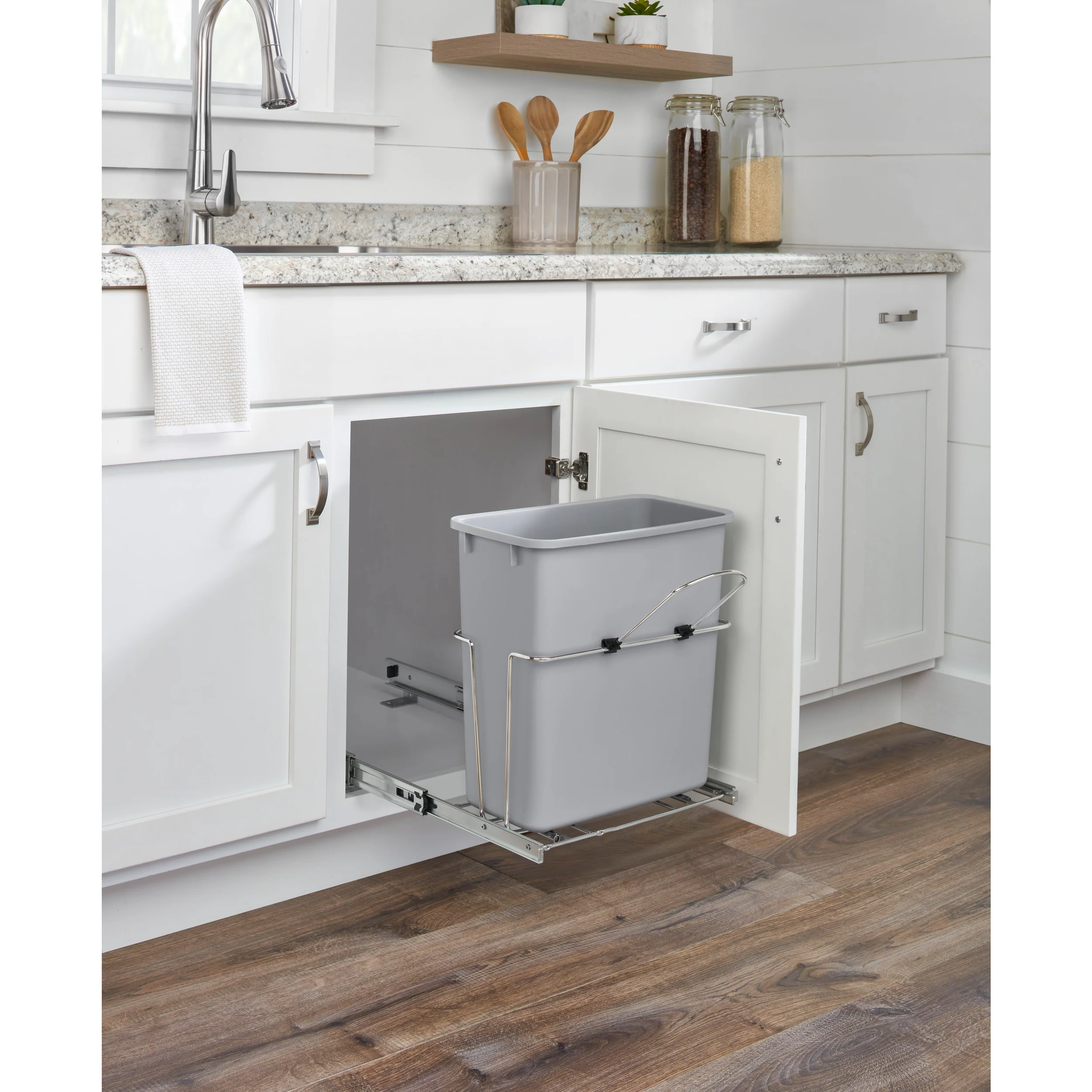 20 Qrt Pull-Out Waste Container White 8.5 in (216 mm) W x 14.57 in (370 mm) D x 16.56 in (421 mm) H - Image 7