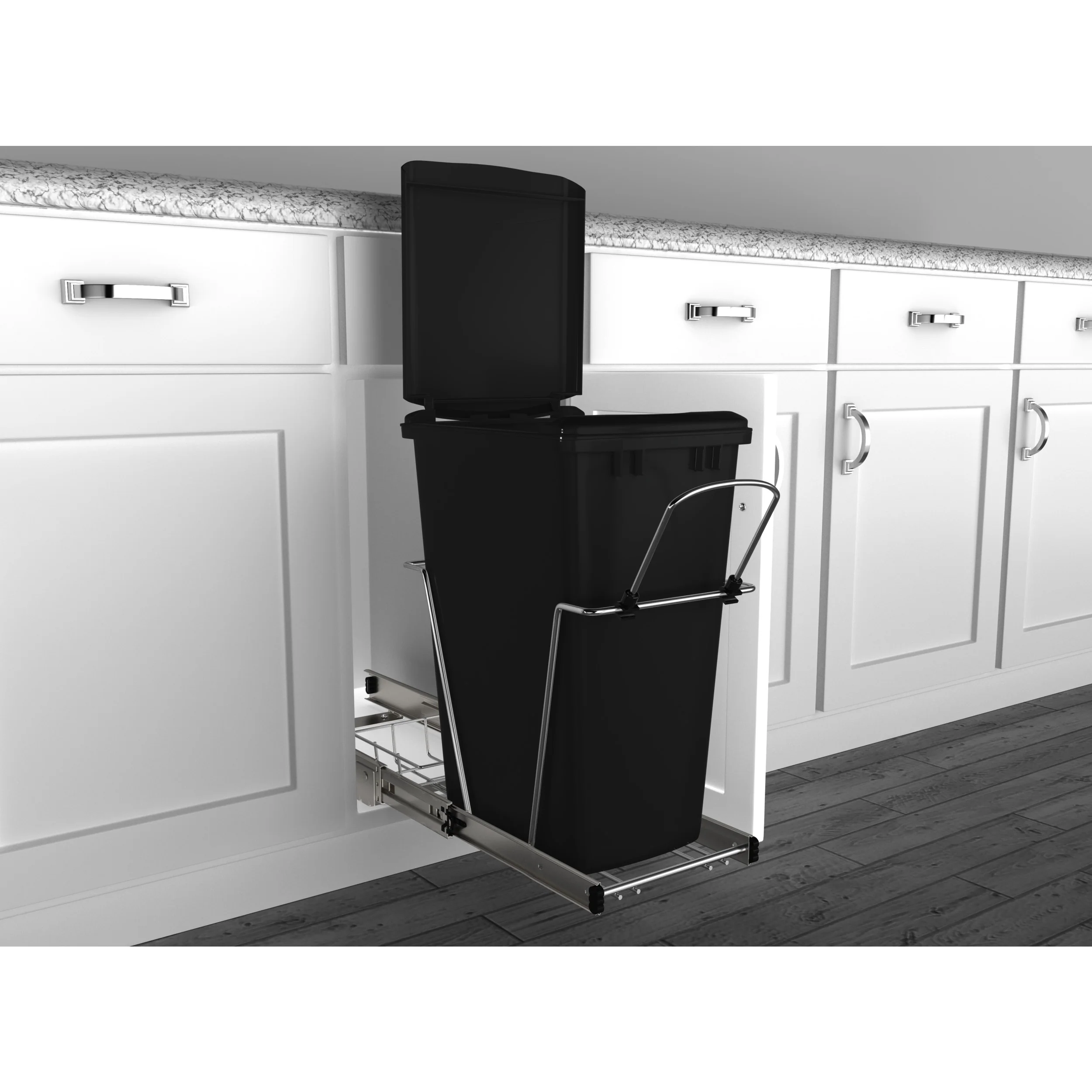35 Qrt Pull-Out Waste Container Black 10.63 in (270 mm) W x 22 in (559 mm) D x 19.25 in (489 mm) H