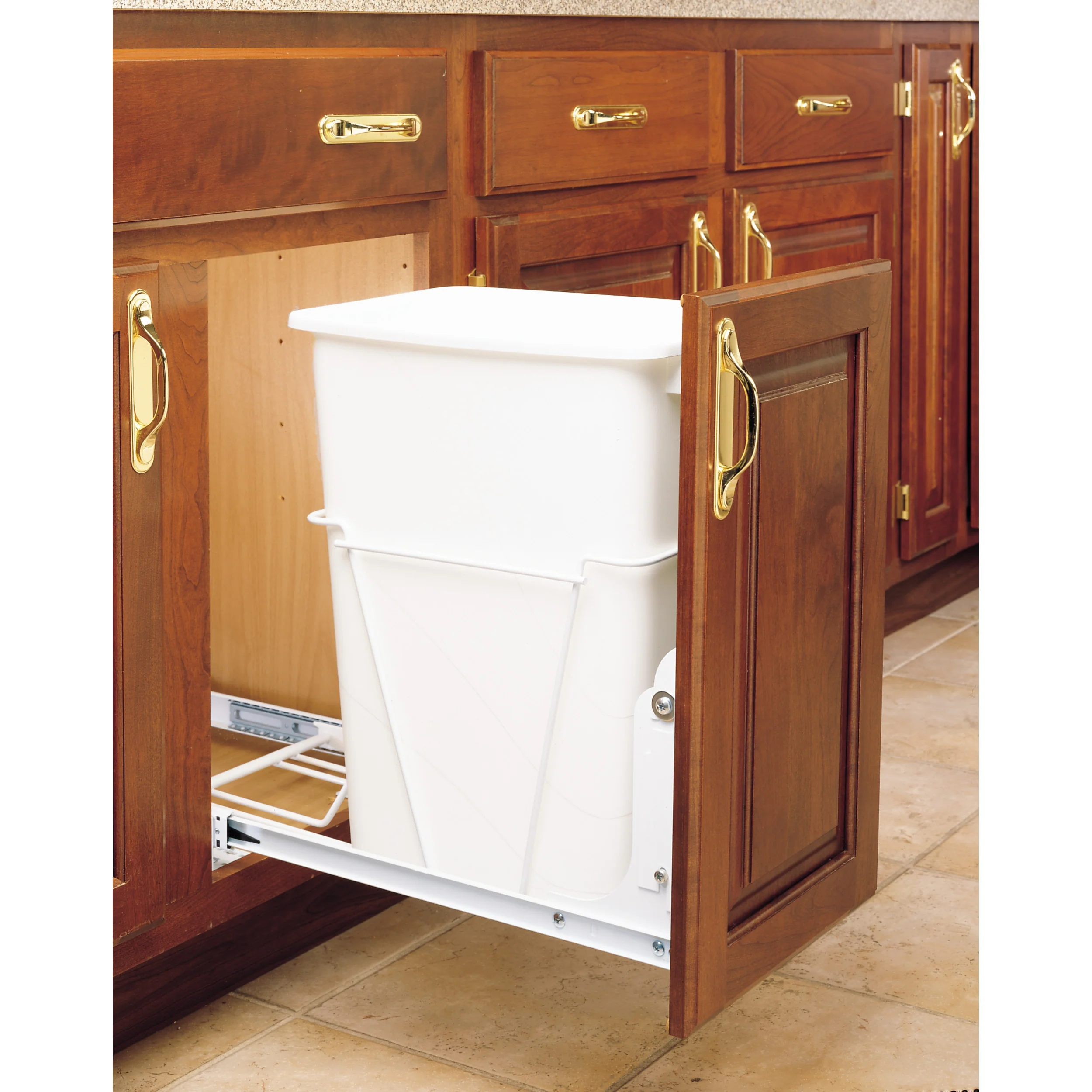 35 Qrt Pull-Out Waste Container White 10.63 in (270 mm) W x 22 in (559 mm) D x 19 in (483 mm) H - Image 4
