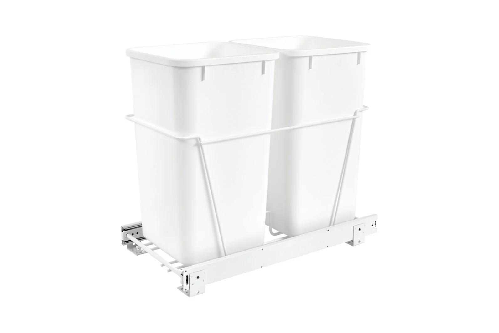 Double 27 Qrt Pull-Out Waste Containers White 11.81 in (300 mm) W x 22.25 in (565 mm) D x 19.13 in (486 mm) H - Image 4