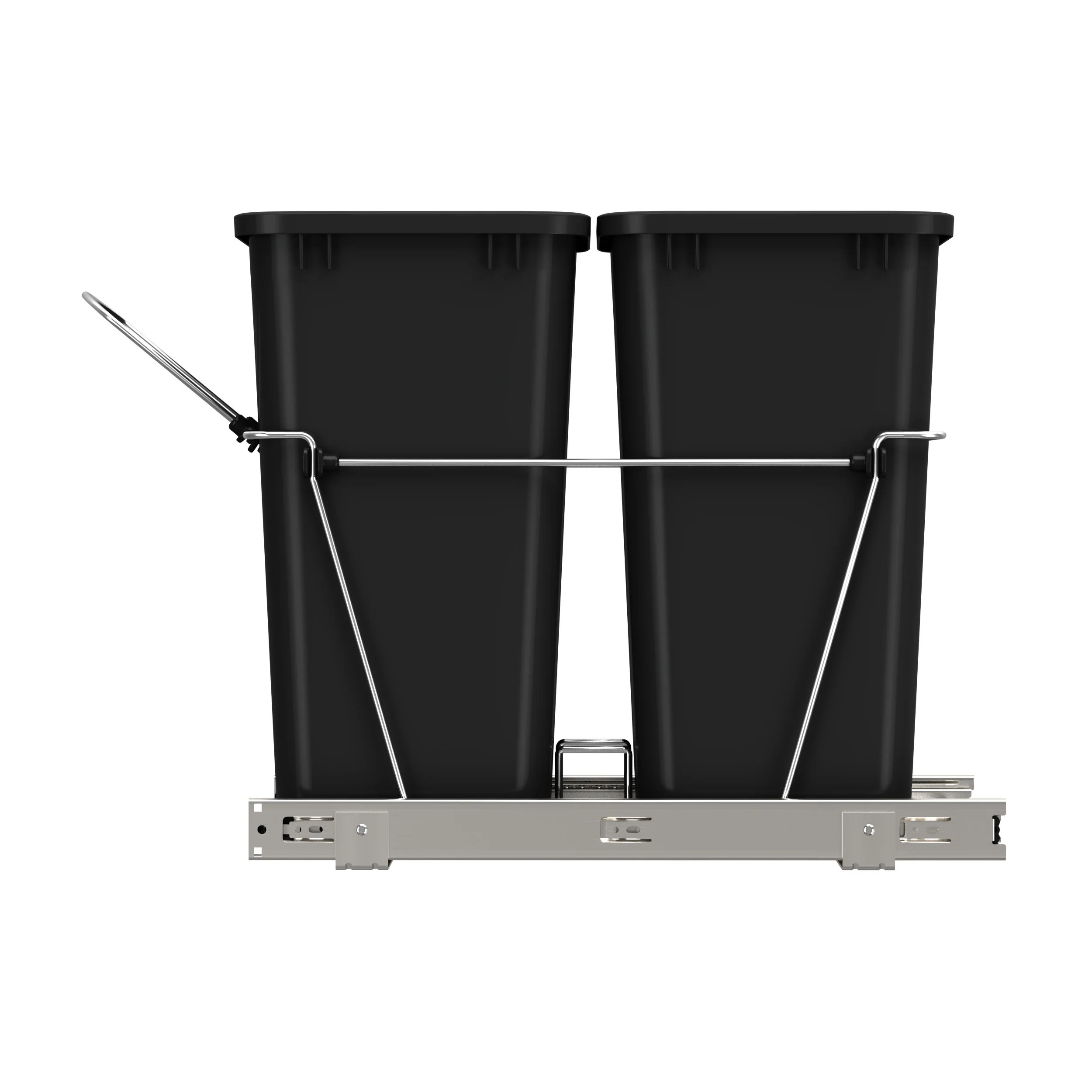 Double 35 Qrt Pull-Out Waste Containers Black 14.38 in (365 mm) W x 22 in (559 mm) D x 19.25 in (489 mm) H - Image 4