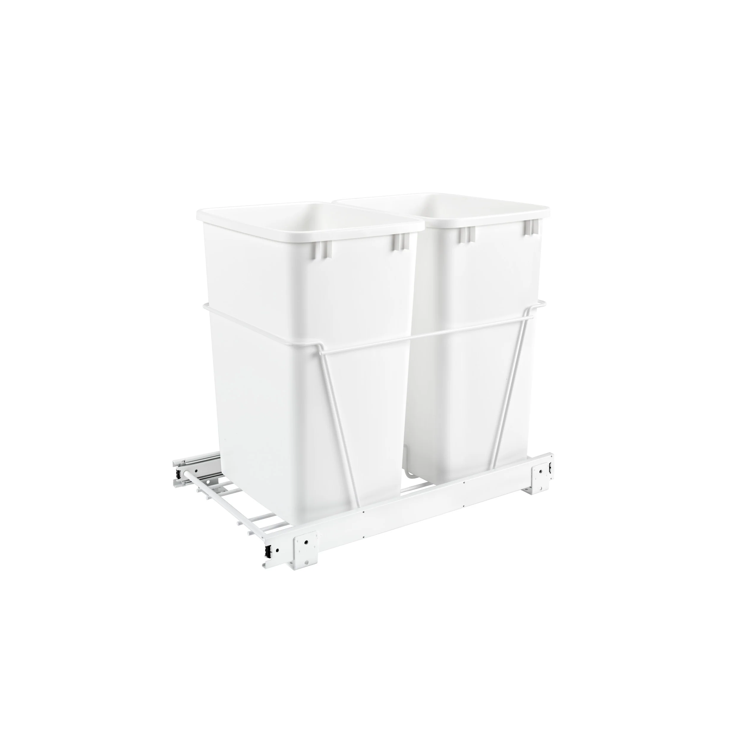 Double 35 Qrt Pull-Out Waste Containers White 14.38 in (365 mm) W x 22 in (559 mm) D x 19.25 in (489 mm) H