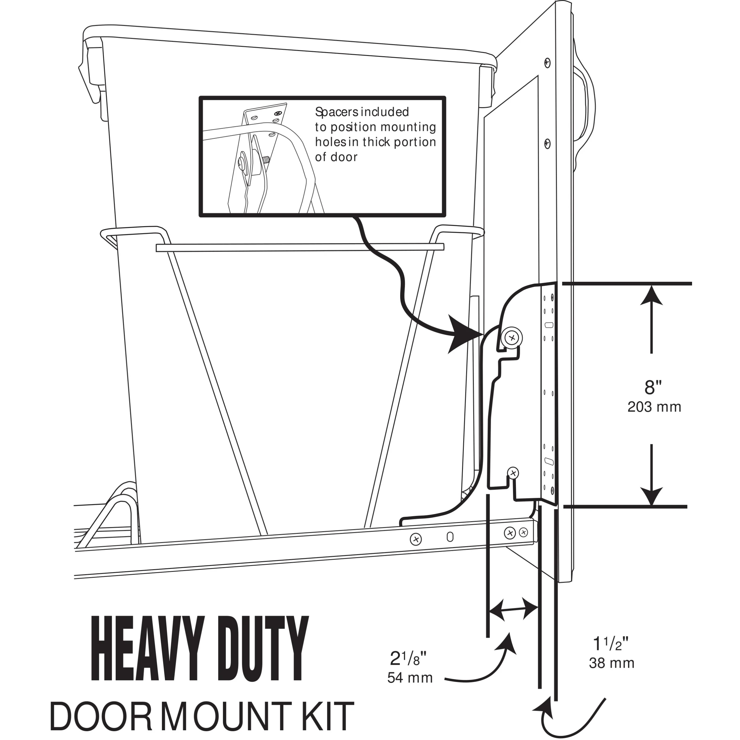 Door mounting Kit for RV Series White  1.5 in (38 mm) W x 2.13 in (54 mm) D x 8 in (203 mm) H - Image 2
