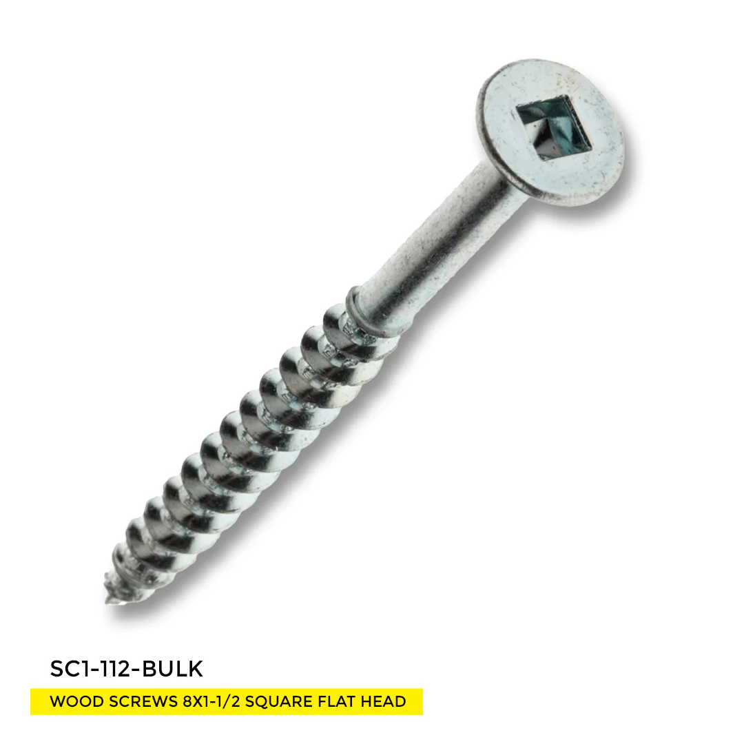 WOOD SCREWS IMEX SQUARE FLAT HEAD WITH NIBS #8 1-1/2" TYPE17 COARSE ZINC 5.000 BULK - Image 2