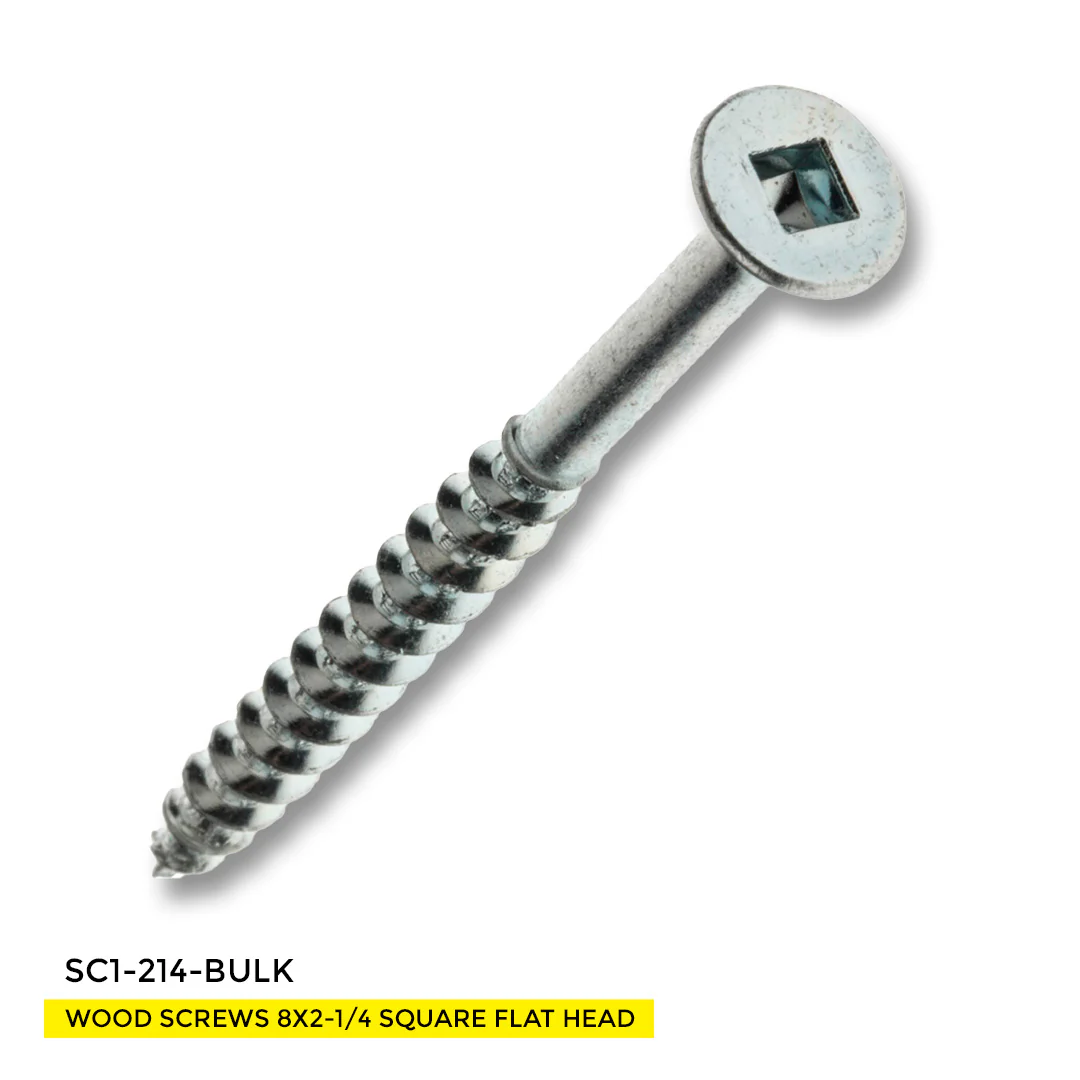 WOOD SCREWS IMEX SQUARE FLAT HEAD WITH NIBS #8 2-1/4" TYPE 17 COARSE ZINC 3.000 BULK
