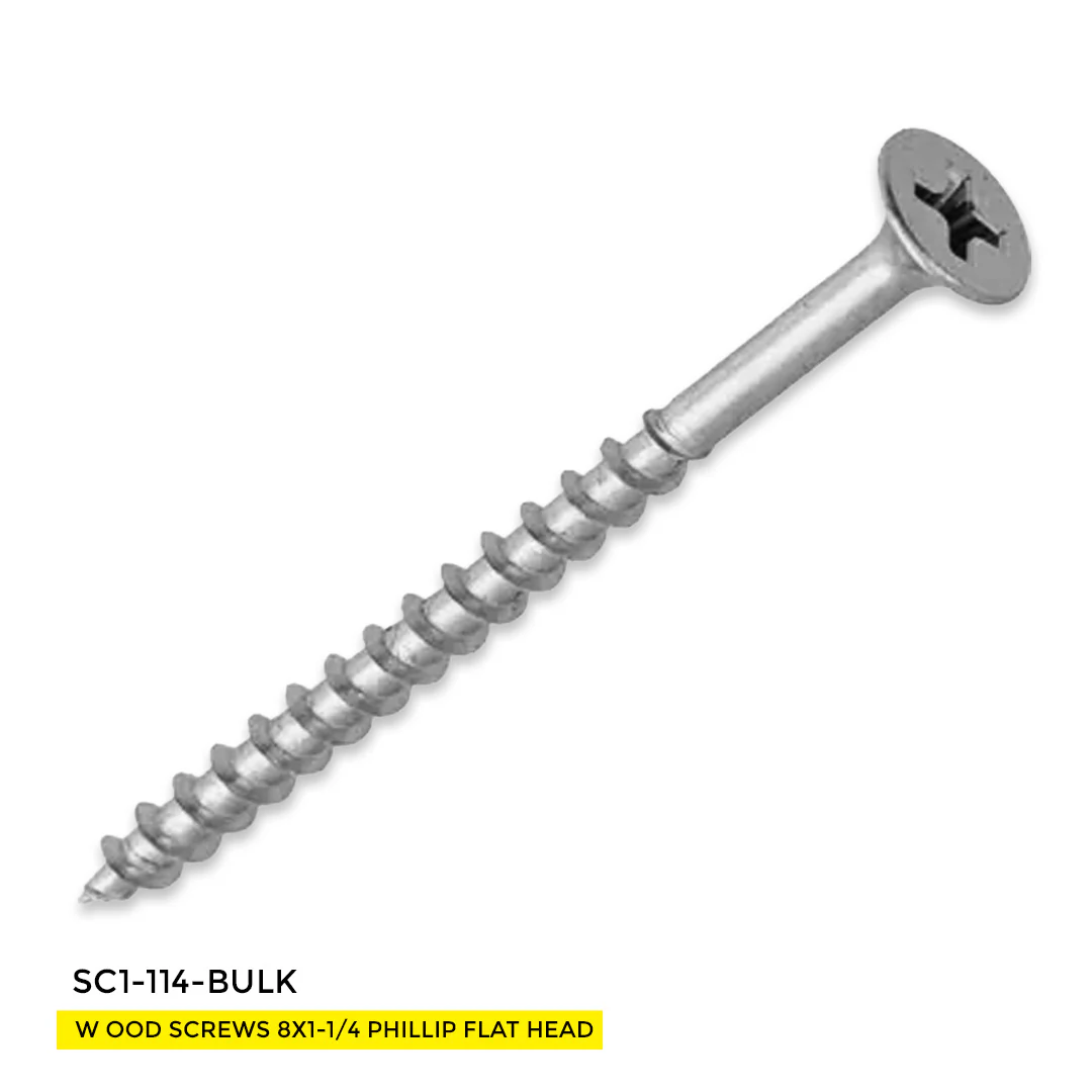 WOOD SCREWS IMEX PHILLIP FLAT HEAD WITH NIBS #8 1-1/4" TYPE 17 COARSE ZINC 7.500 BULK