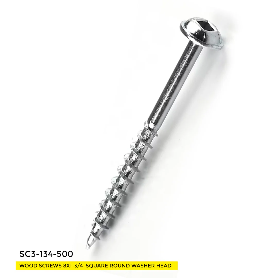 WOOD SCREWS IMEX SQUARE ROUND WASHER WITH NIBS #8 2" TYPE 17 COARSE ZINC 500 BOX - Image 3