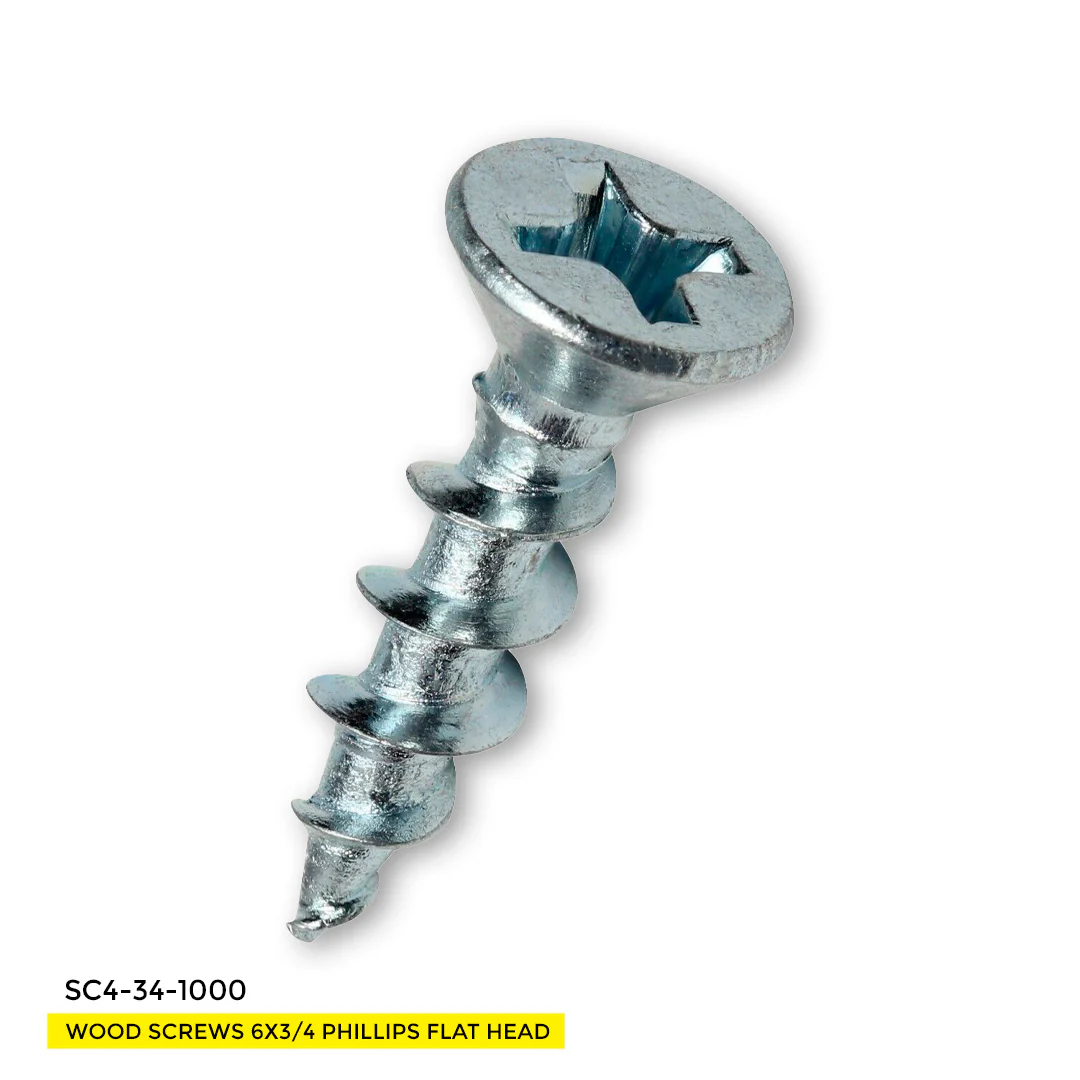 WOOD SCREWS IMEX PHILLIP FLAT HEAD #6 3/4" COARSE NICKEL 1000 BOX