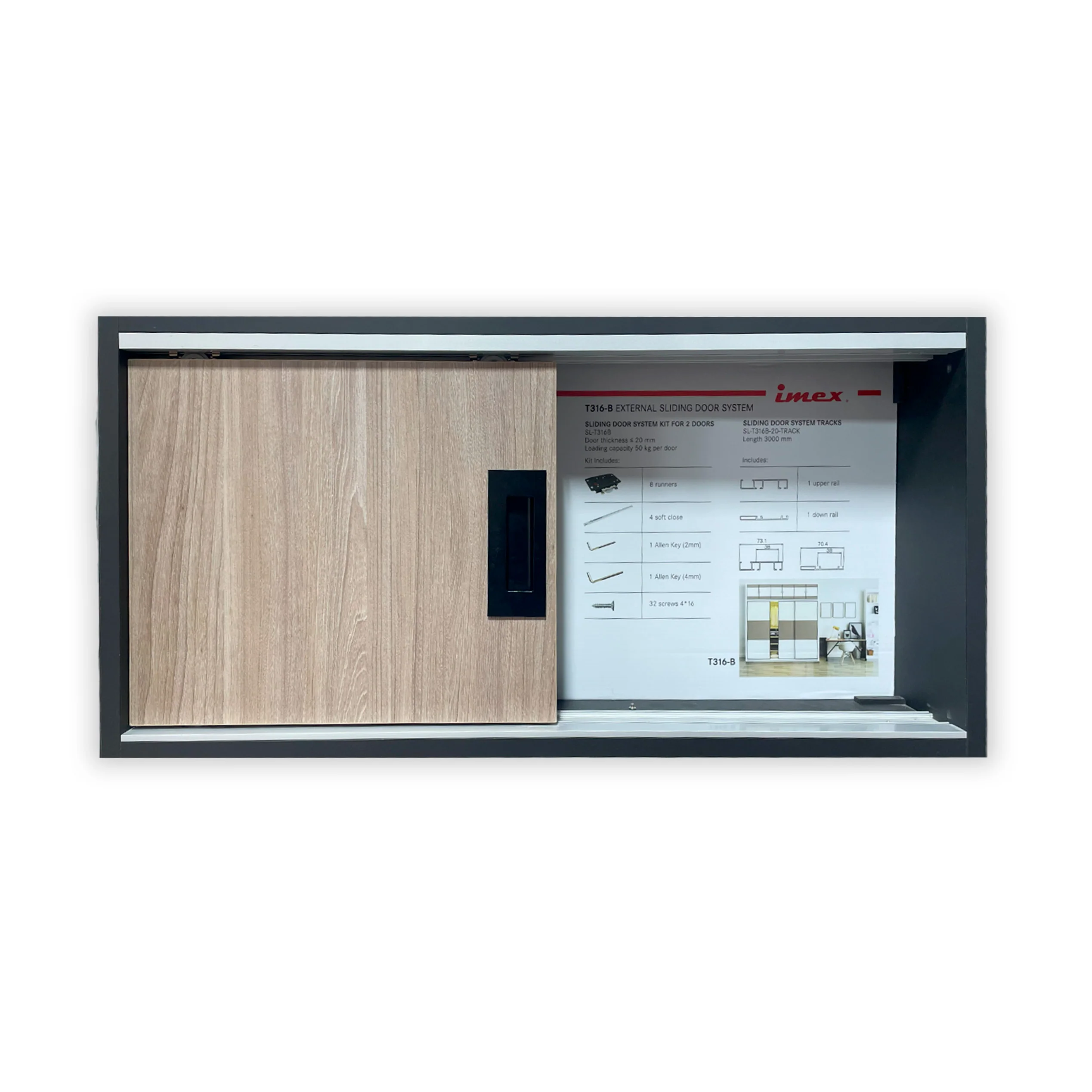 SLIDING DOOR SYSTEM KIT FOR 2 20MM 50KG - Image 5