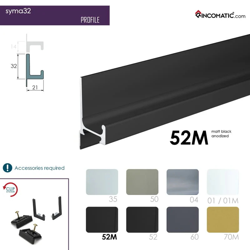 SYMA32 Profile Handle Matt Black anod. 2670 mm (105 1/8 inches) - Image 2