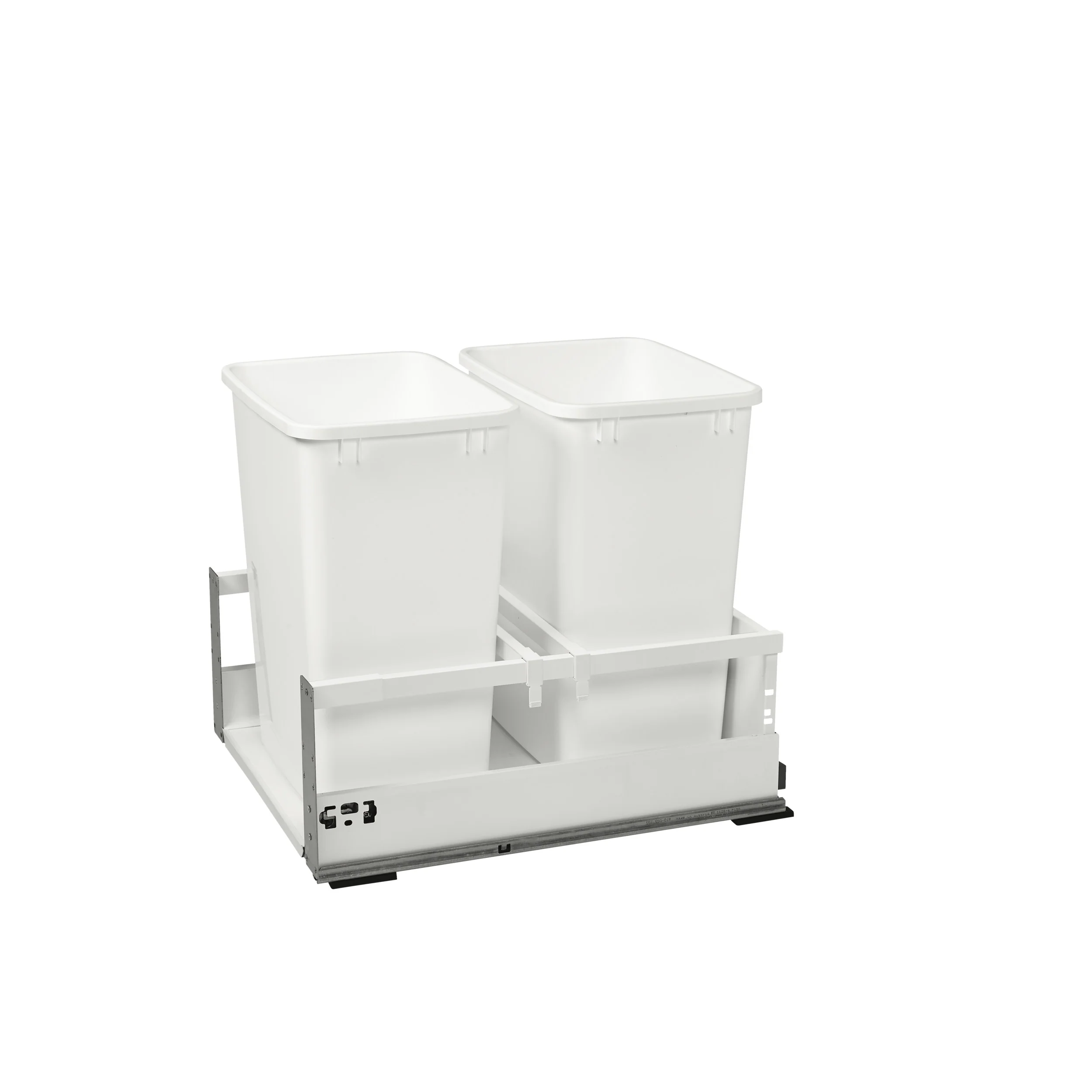 Double 35 Qrt Tandem Pull-Out Waste Container White 18.5 in (470 mm) W x 22.4 in (569 mm) D x 19 in (483 mm) H - Image 2