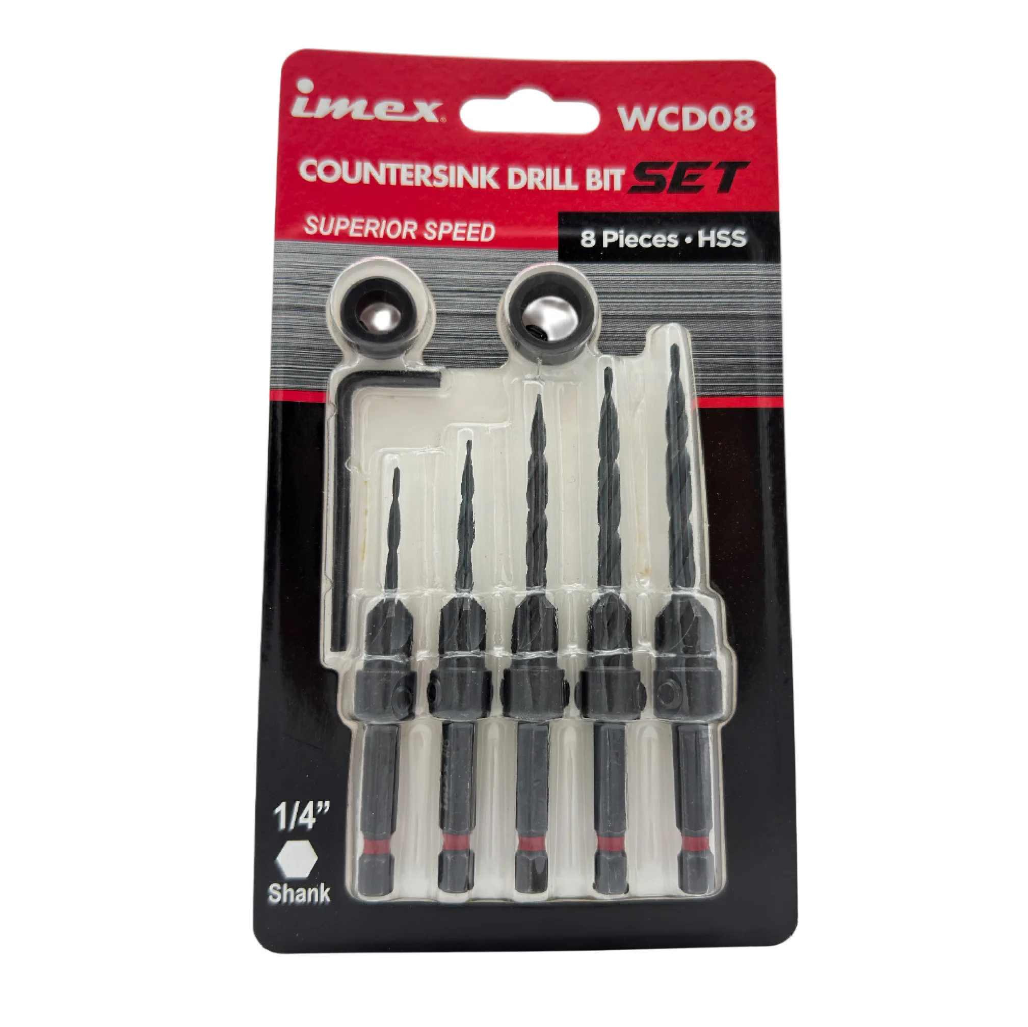 8-Piece Wood Countersink Drill Bit Set - IMEX Power Tools