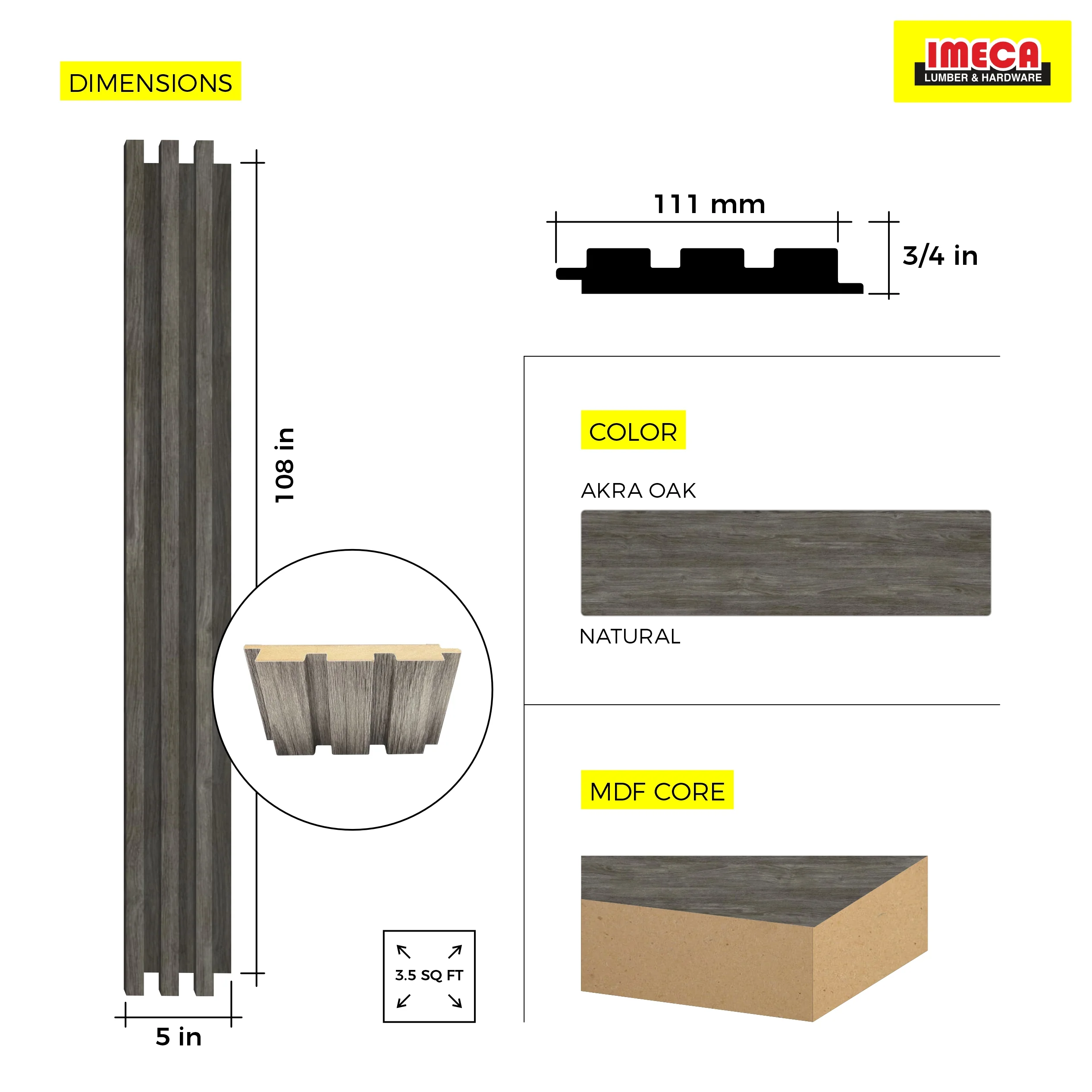 WOOD PANEL MATT AKRA OAK MESE -3042 5"x108" 18MM 3.5 SqFT G1 - Image 3
