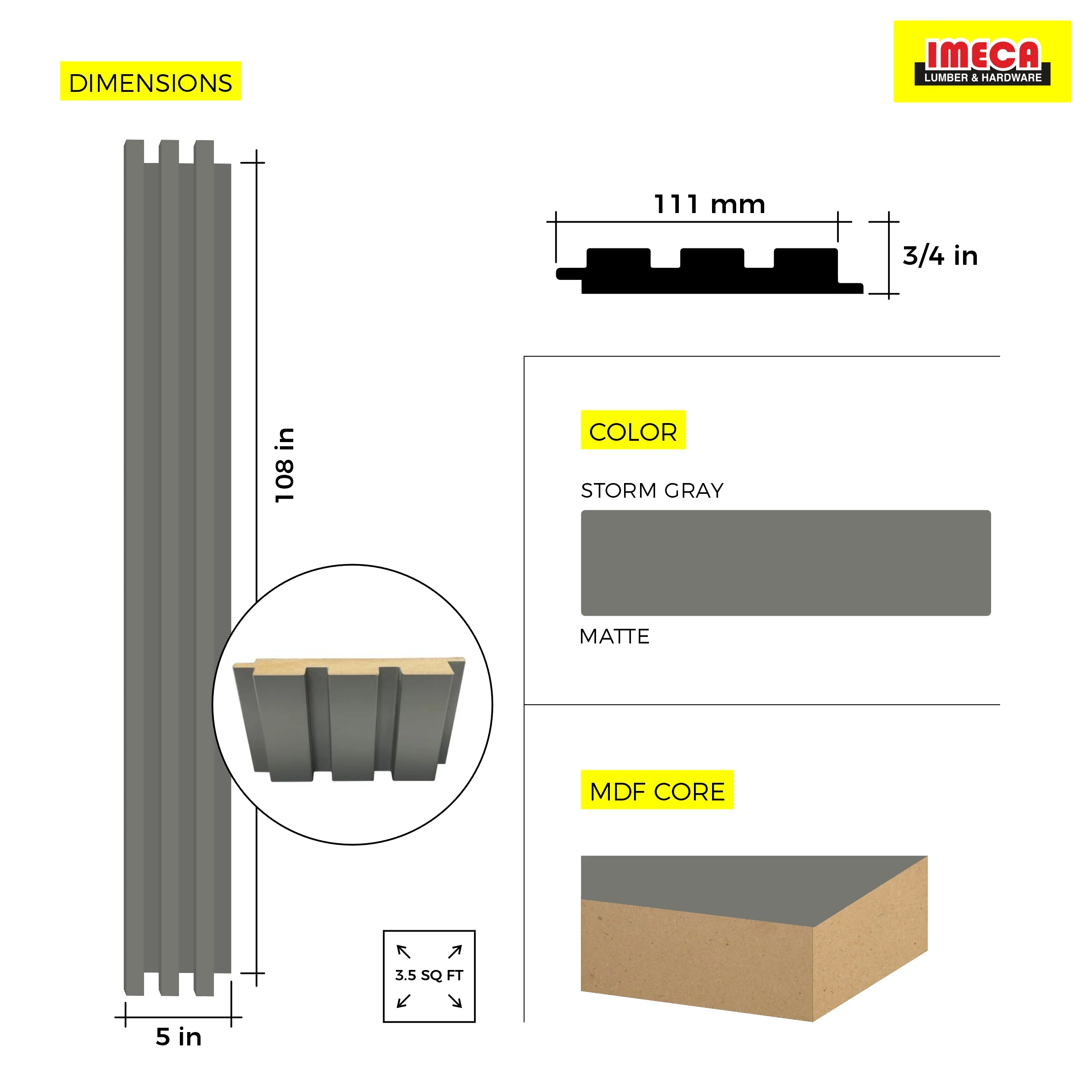 WOOD PANEL MATT SOFT TOUCH FIRTINA STORM GREY-726 5"x108" 18MM 3.5 SqFT G2 - Image 3
