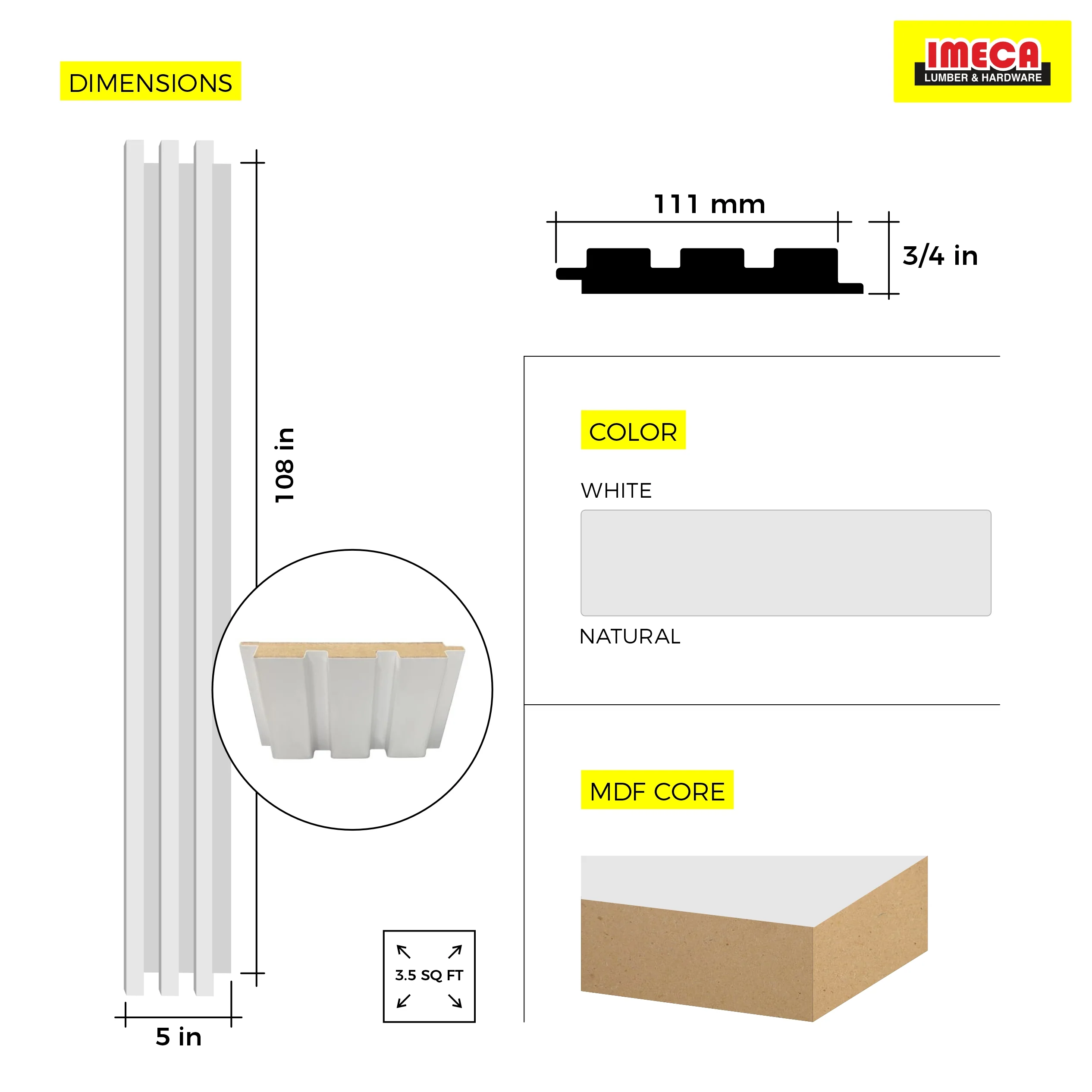 WOOD PANEL MATT SOFT TOUCH WHITE-734 5"x108" 18MM 3.5 SqFT G2 - Image 3