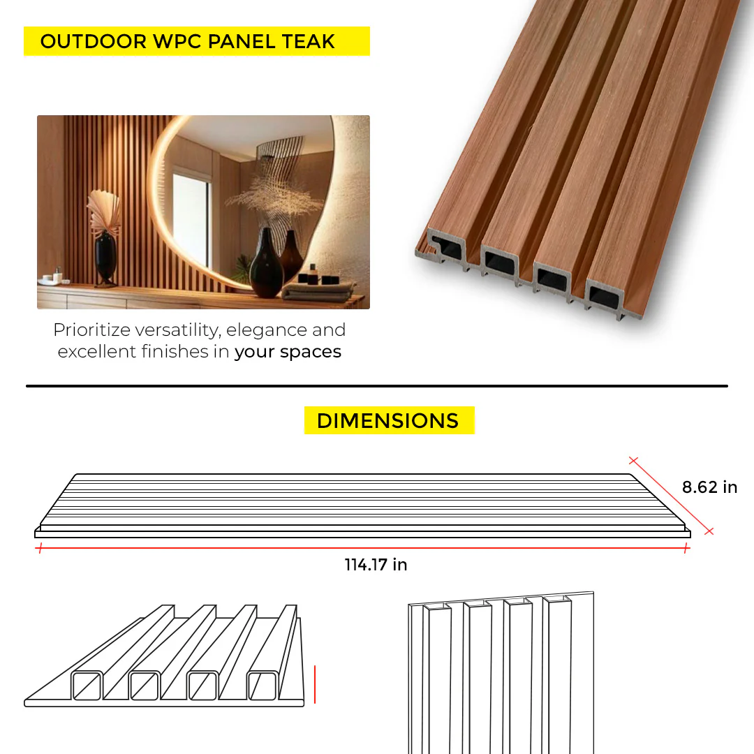 OUTDOOR WPC PANEL TEAK 8.62'' X 114.17'' - Image 3