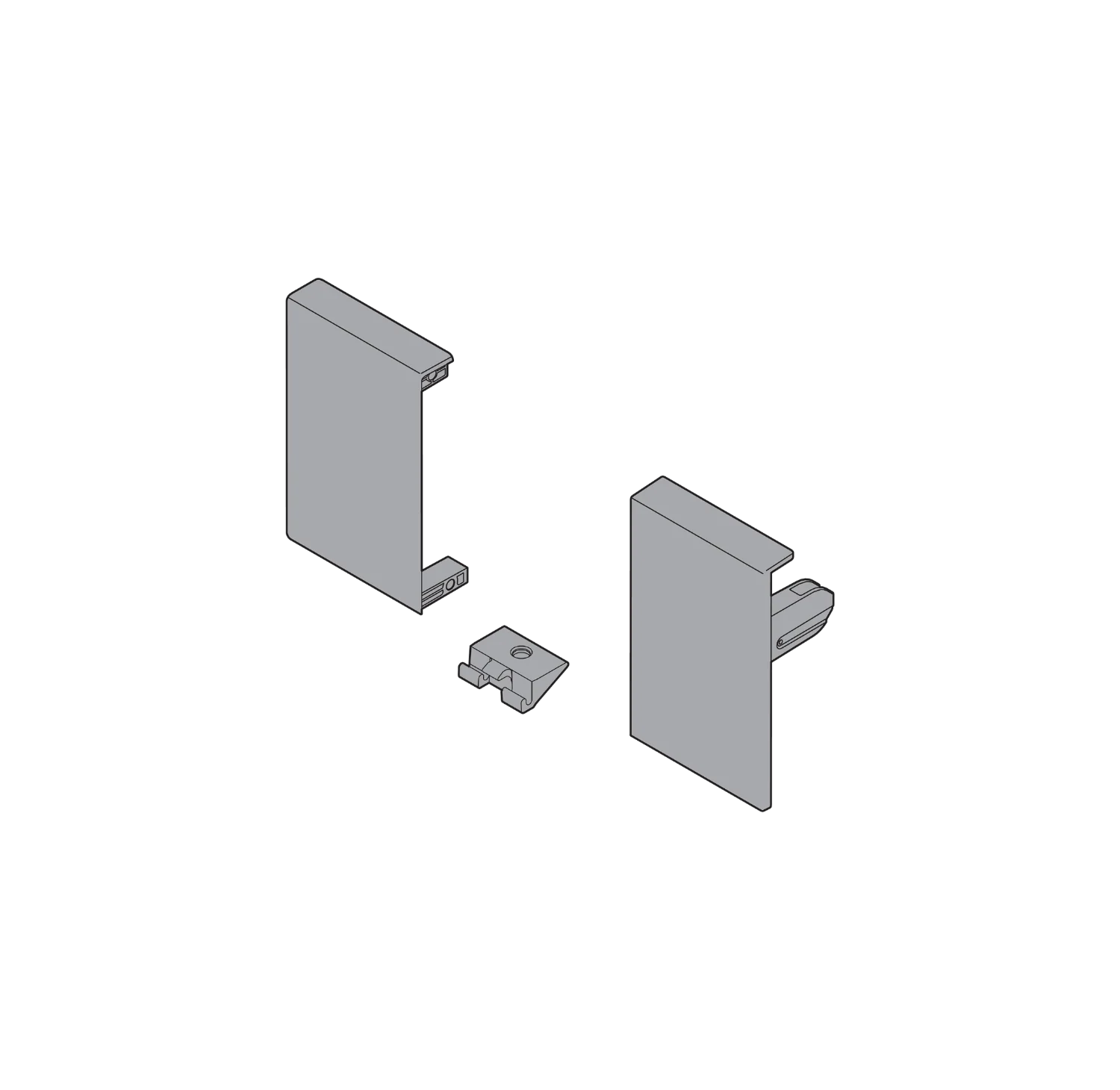 TANDEMBOX Interior front fixing bracket set (nylon) Ident R+L White / Grey