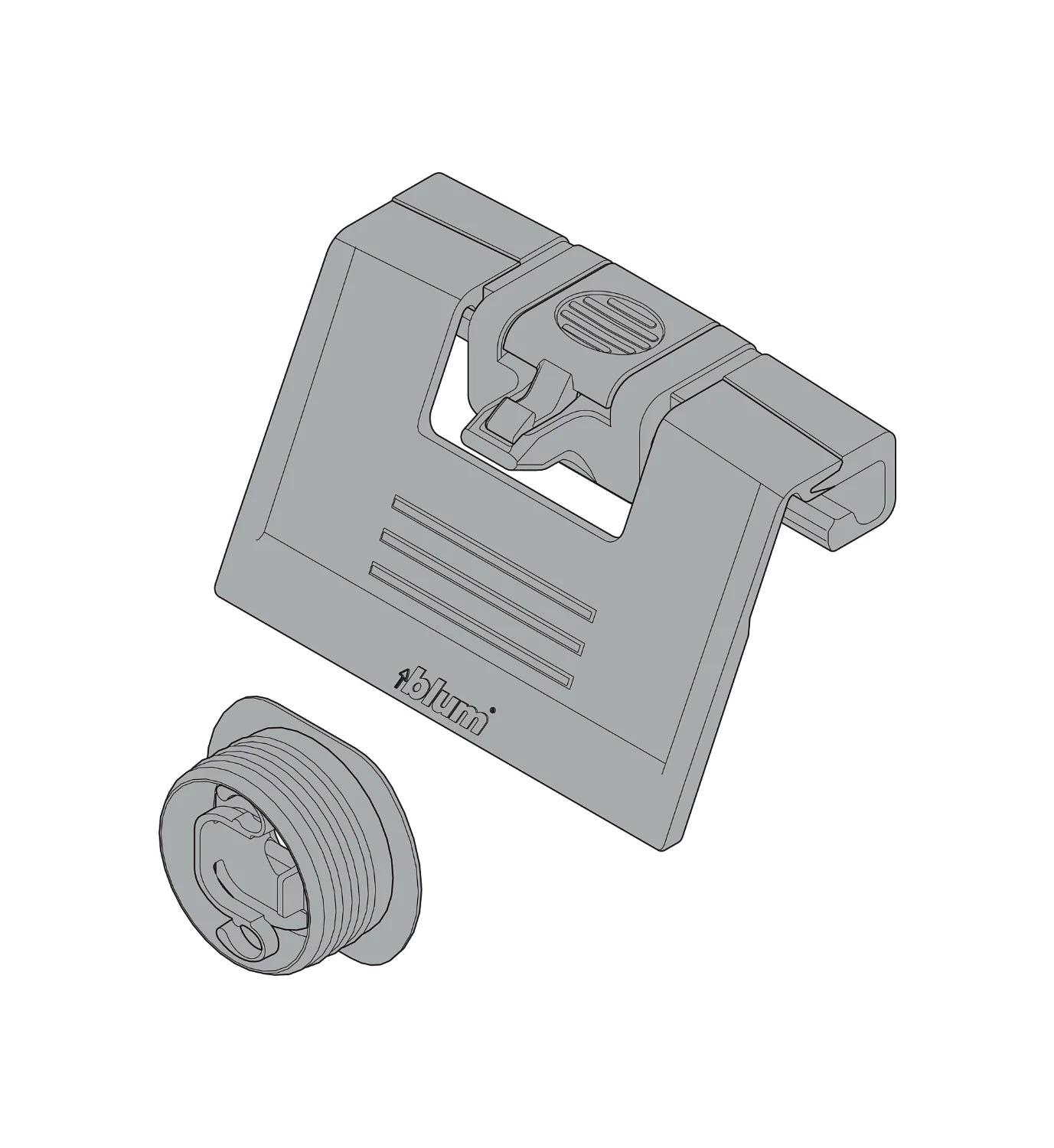 TANDEMBOX Handle for interior roll-out drawer Ident with latch R7037 Dust Grey